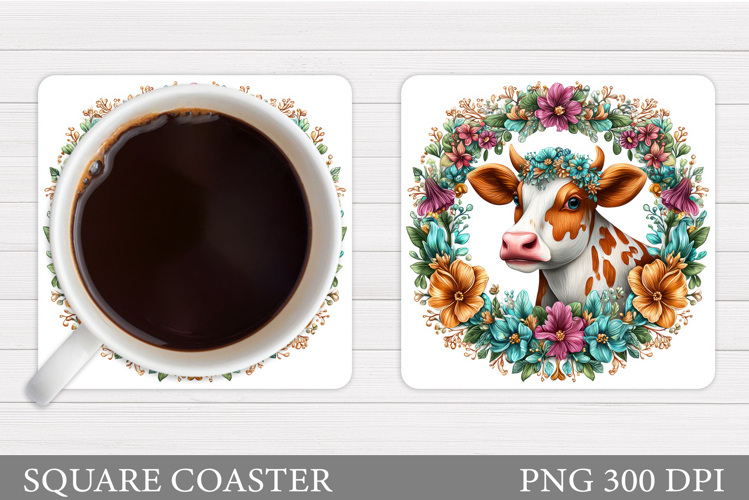 Cow Coaster Design. Cow Sublimation