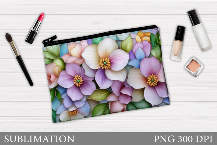 Flowers Makeup Bag Design. Floral Makeup Pouch Sublimation example image 1