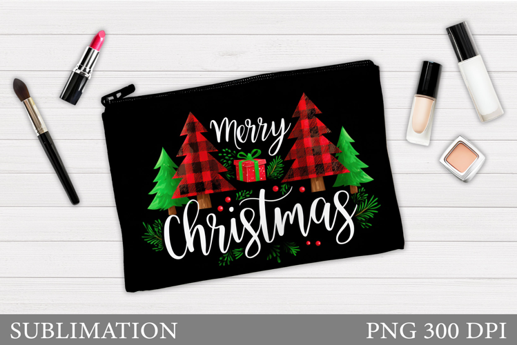 Merry Christmas Cosmetics Bag. Christmas Tree Makeup Bag