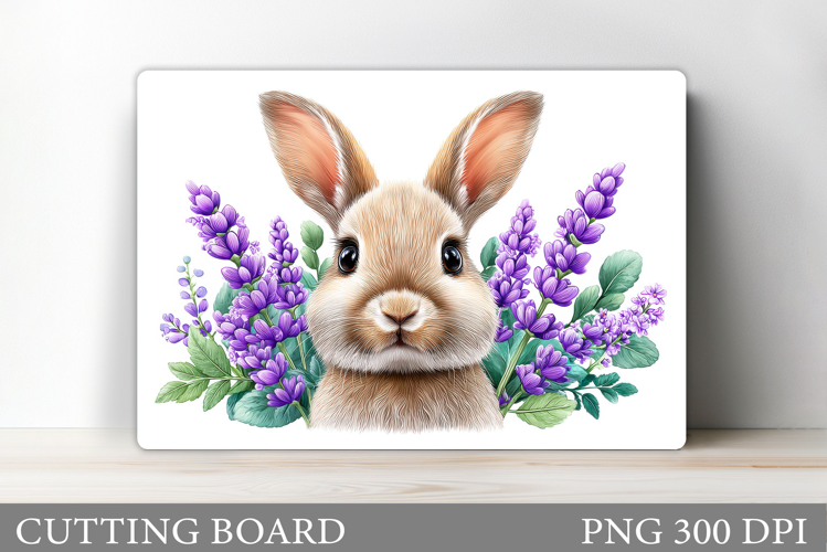 Cute Bunny Cutting Board. Bunny Flowers Cutting Board Design