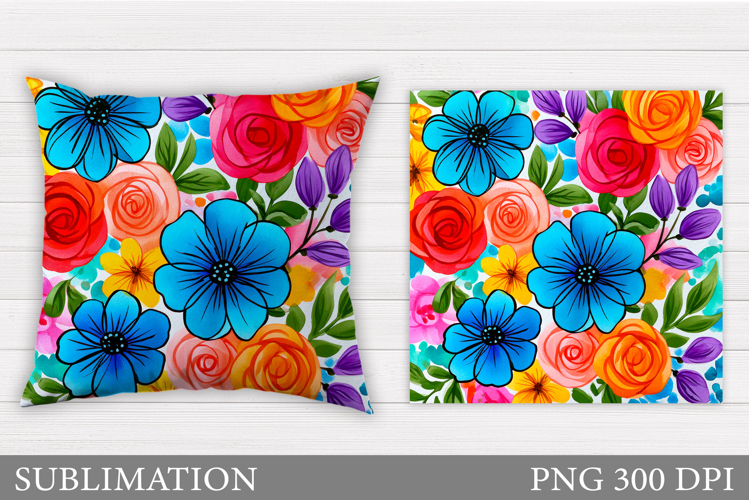 Flowers Pillow Design. Floral Pillow Sublimation