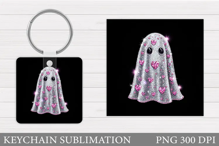 Ghost Keychain Design. Halloween Keychain Sublimation