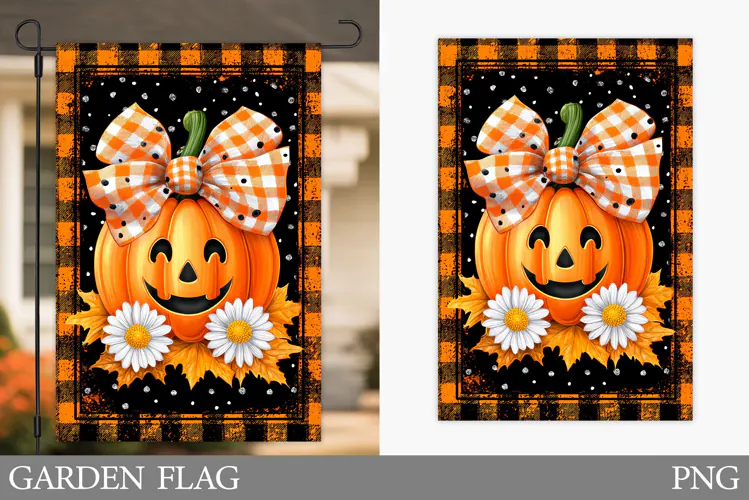 Halloween Pumpkin Garden Flag. Halloween Garden Flag Design