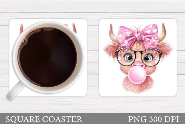 Cute Cow Coaster Design. Funny Cow Sublimation