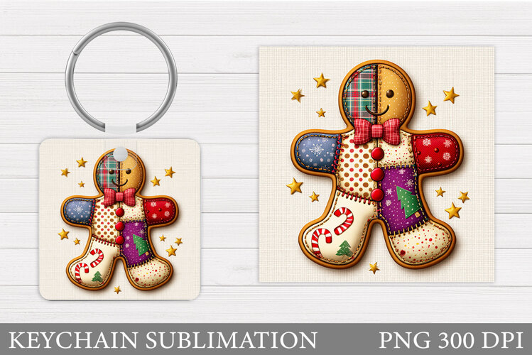 Cute Gingerbread Keychain. Christmas Keychain Sublimation example image 1