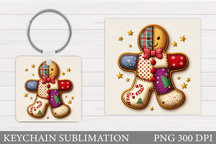 Cute Gingerbread Keychain. Christmas Keychain Sublimation