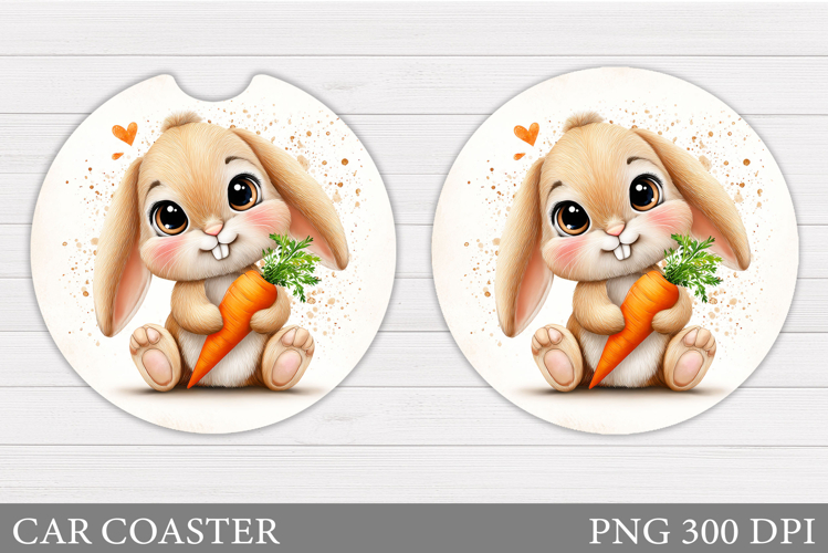 Cute Bunny Car Coaster. Bunny Sublimation