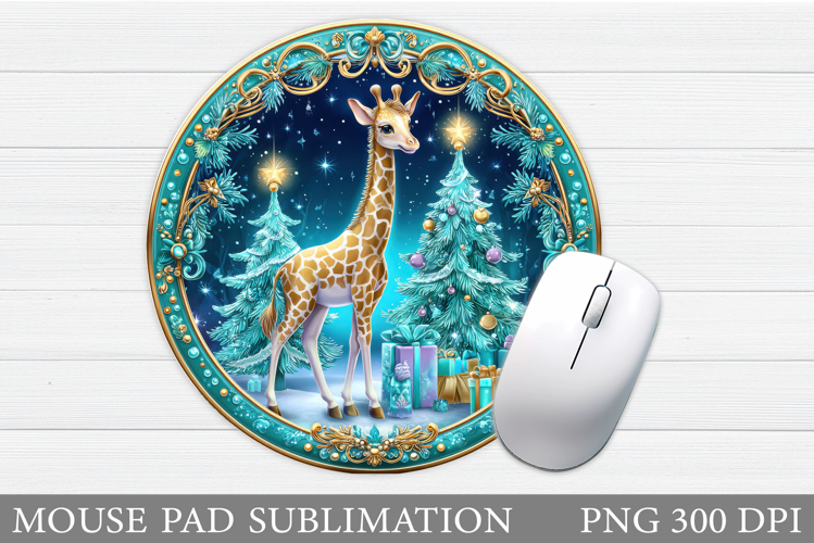 Cute Giraffe Mouse Pad Design. Christmas Mouse Pad