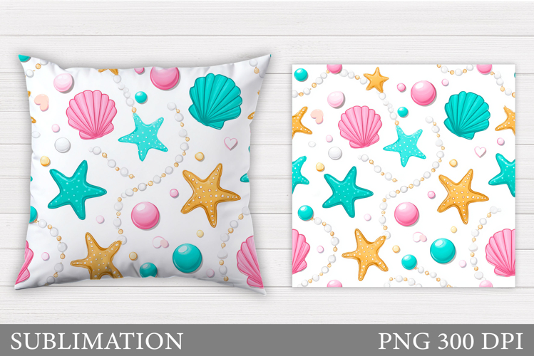 Starfish Pillow Sublimation. Seashell Pillow Design