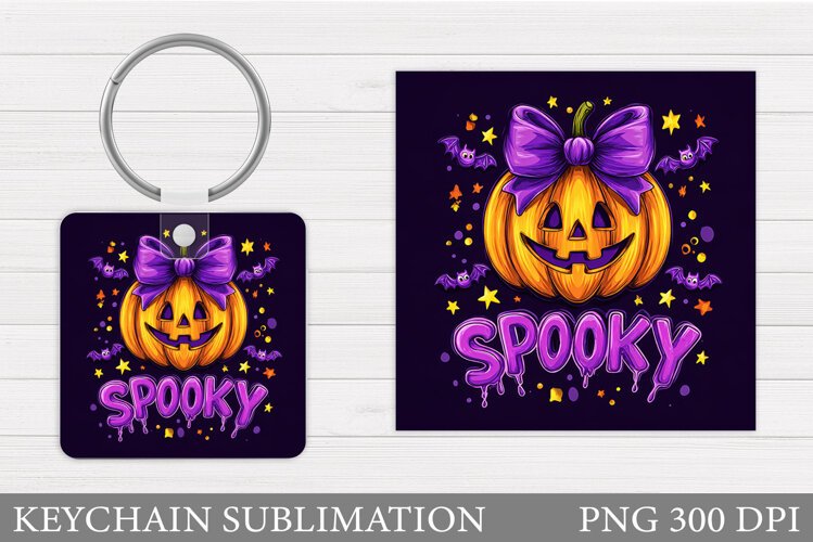 Halloween Pumpkin Keychain. Halloween Keychain Design example image 1