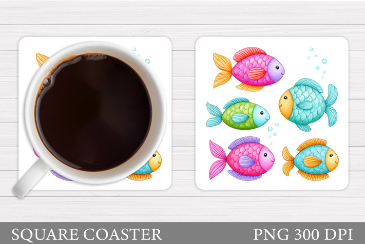 Cute Fish Coaster Design. Cute Fish Sublimation