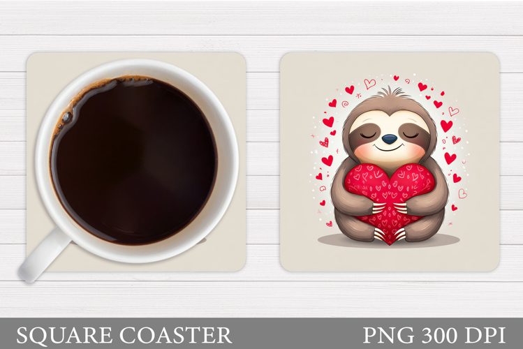 Valentines Sloth Coaster Design. Valentines Sloth Coaster