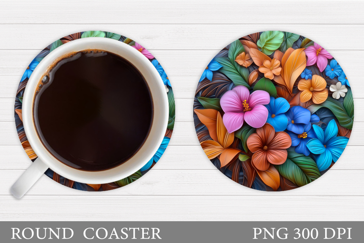 Floral Coaster Design. Flowers Coaster Sublimation