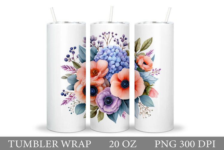 Floral Tumbler Design. Flowers Tumbler Sublimation