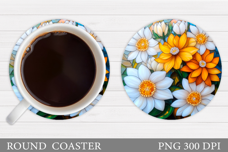 Flowers Round Coaster Sublimation. Flowers Coaster Design