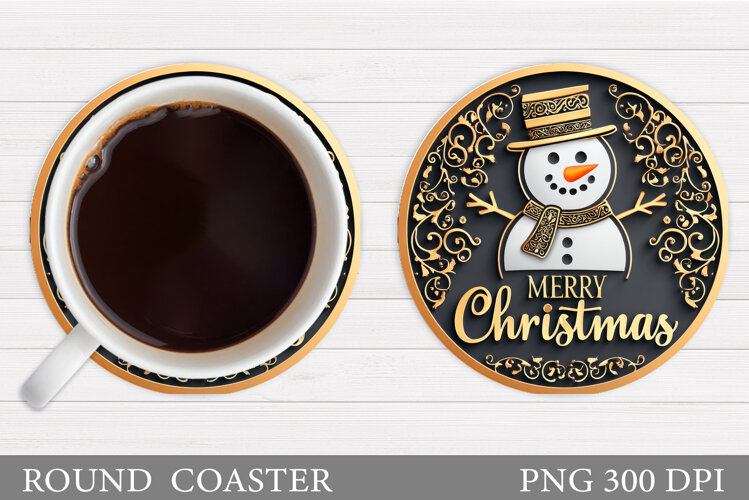 Cute Snowman Coaster Design. Christmas Coaster Sublimation example image 1