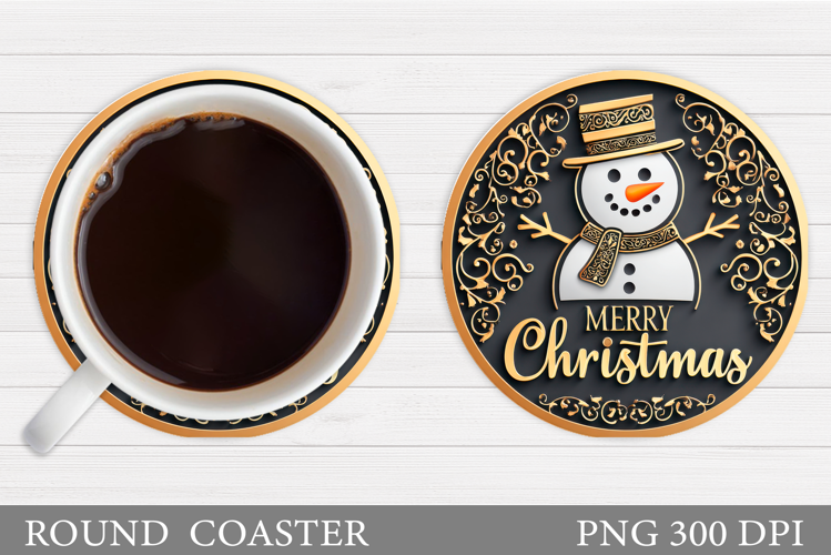 Cute Snowman Coaster Design. Christmas Coaster Sublimation