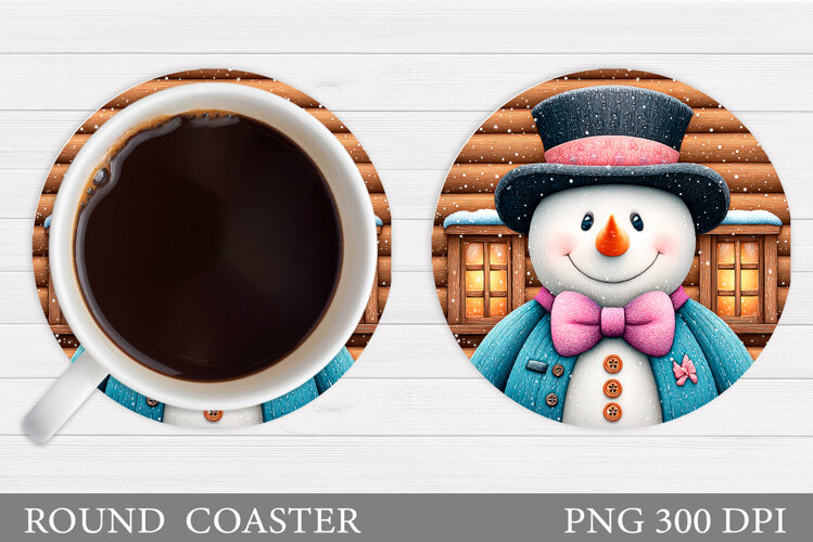 Cute Snowman Coaster. Christmas Coaster Sublimation example image 1