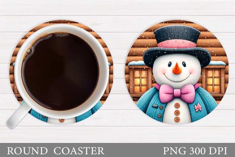 Cute Snowman Coaster. Christmas Coaster Sublimation