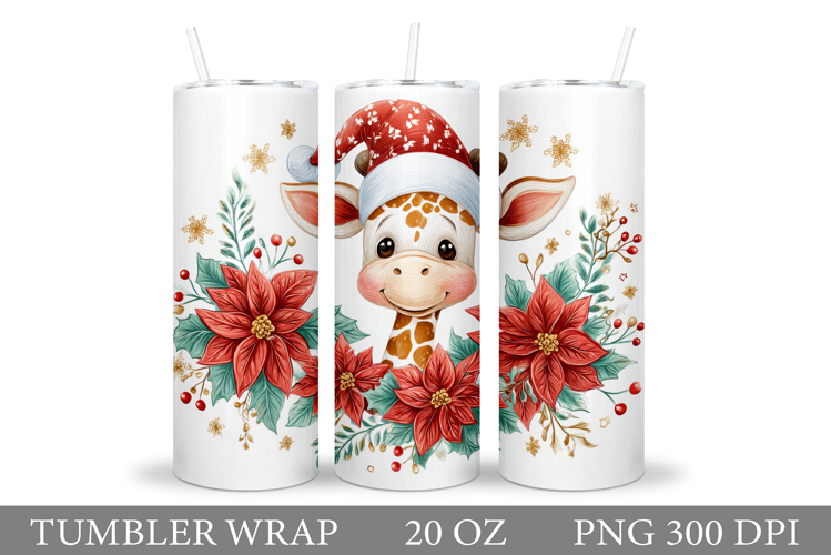 Christmas Giraffe Tumbler. Christmas Tumbler Sublimation