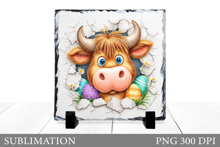 Easter Cow Sublimation. Easter Cow Slate Design