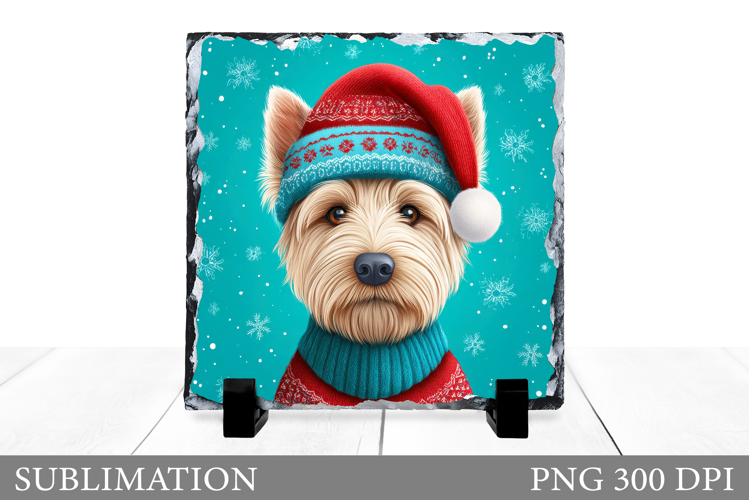 Christmas Dog Sublimation. Christmas Dog Slate Sublimation