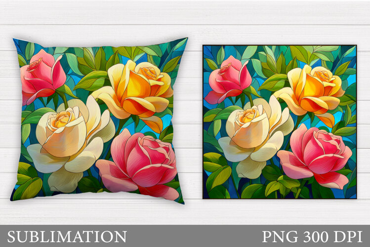 Roses Sublimation. Roses Pillow Sublimation example image 1