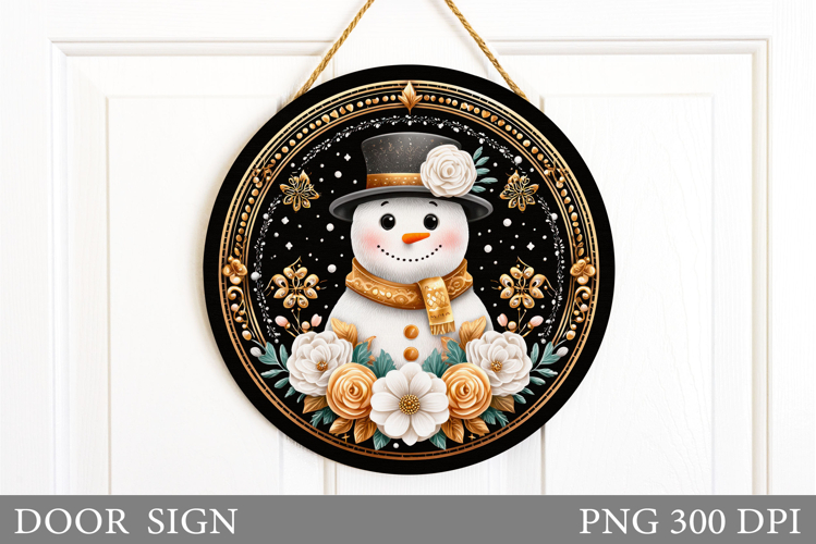Cute Snowman Door Sign. Christmas Door Sign Sublimation
