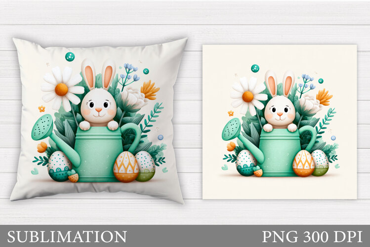 Easter Bunny Sublimation. Easter Bunny Pillow Design example image 1