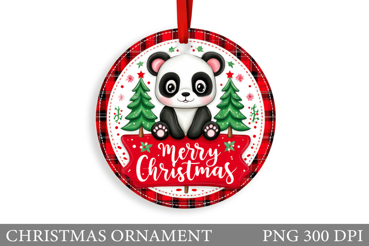 Cute Panda Christmas Ornament. Christmas Panda Sublimation