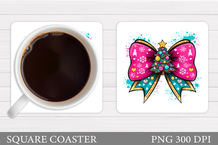 Christmas Bow Coaster. Christmas Coaster Sublimation