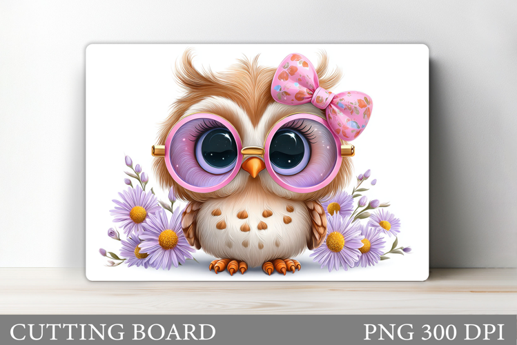 Cute Owl Cutting Board. Owl Flowers Kitchen Cutting Board