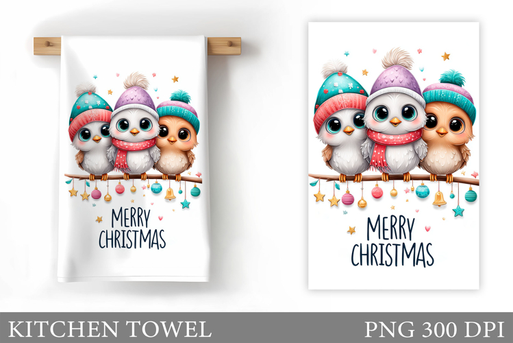 Christmas Bird Kitchen Towel. Christmas Kitchen Towel Design
