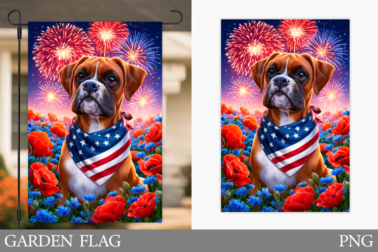 Patriotic Dog Garden Flag. Patriotic Garden Flag Design
