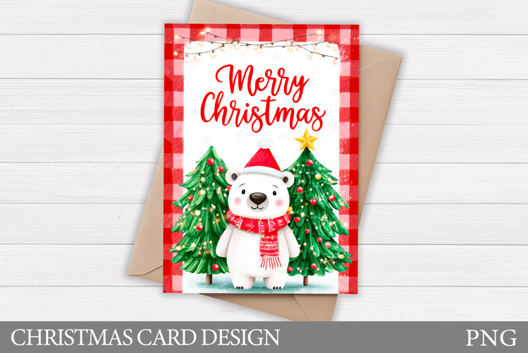 Christmas Bear Card Design. Christmas Card Printable