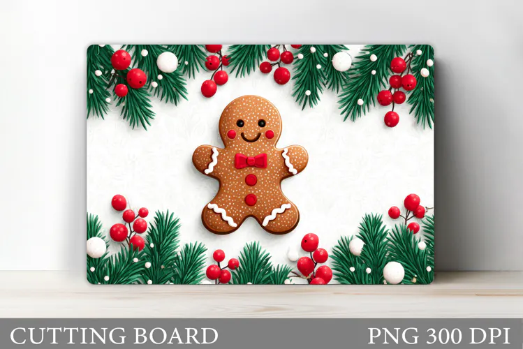 Gingerbread Cutting Board. Christmas Cutting Board Design