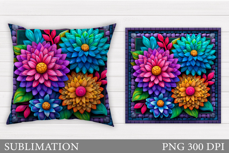 Flowers Pillow Design. Floral Pillow Sublimation