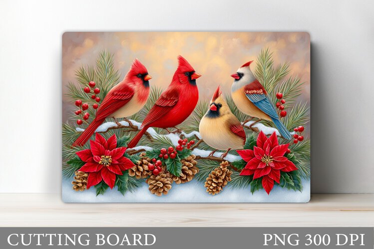 Cardinal Cutting Board Design. Christmas Cutting Board example image 1