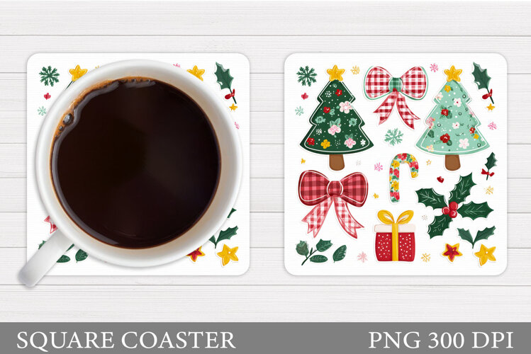 Christmas Tree Coaster Design. Christmas Coaster Sublimation example image 1