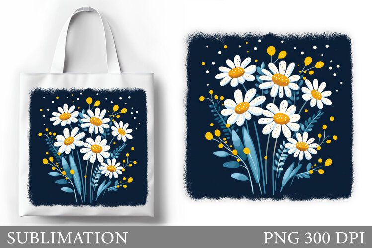 Daisy Flowers Tote Bag. Flowers Sublimation example image 1
