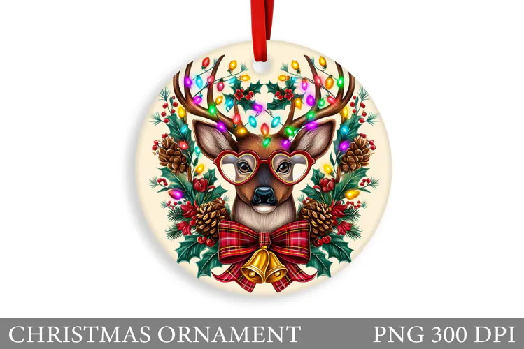 Reindeer Christmas Ornament. Christmas Deer Ornament Design