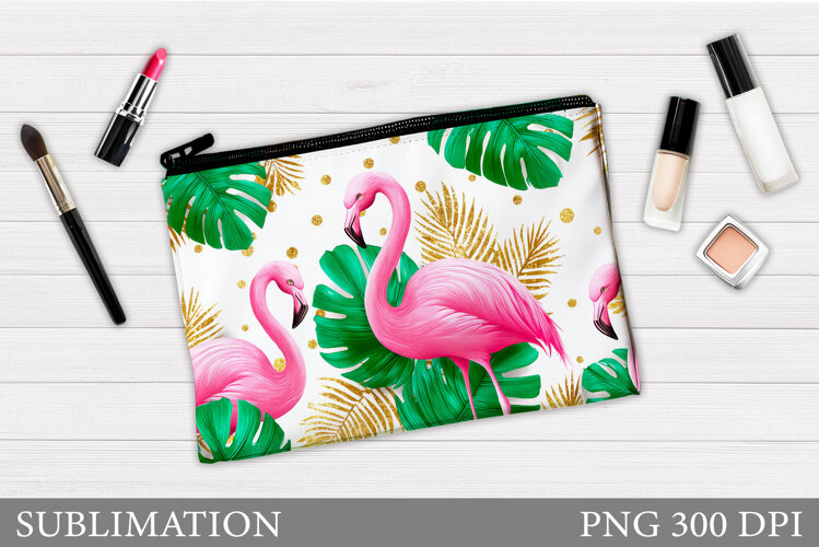 Flamingo Cosmetics Bag. Flamingo Makeup Bag Sublimation example image 1