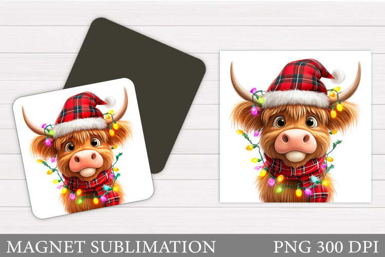 Christmas Cow Magnet. Christmas Magnet Sublimation example image 1