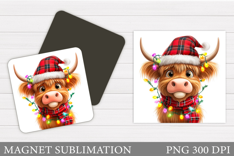 Christmas Cow Magnet. Christmas Magnet Sublimation