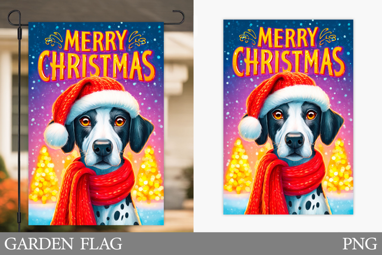 Christmas Dog Garden Flag. Christmas Garden Flag Design