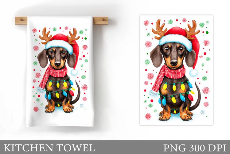 Christmas Dog Kitchen Towel. Christmas Kitchen Towel Design example image 1
