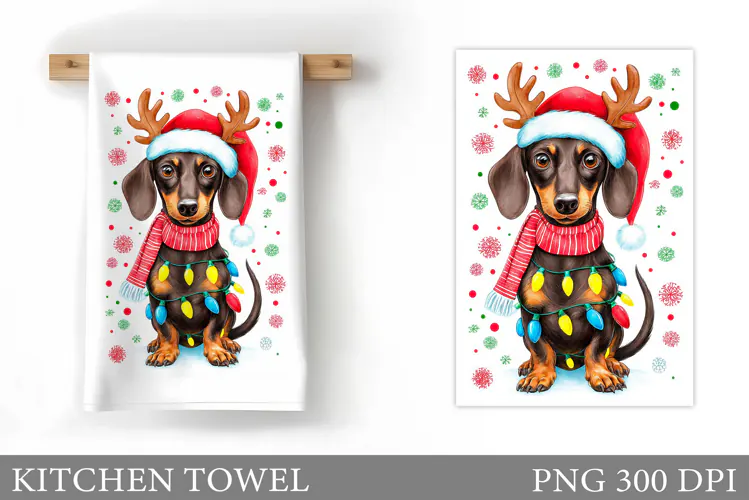 Christmas Dog Kitchen Towel. Christmas Kitchen Towel Design