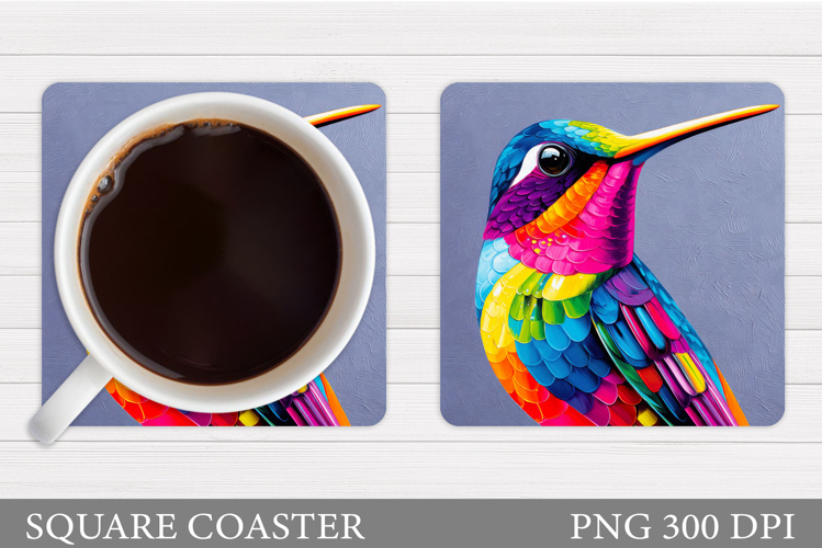 Hummingbird Square Coaster. Hummingbird Coaster Sublimation