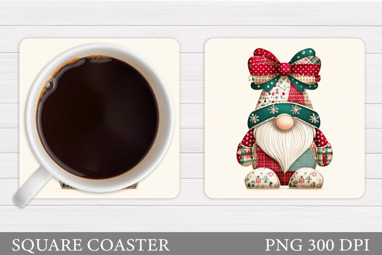 Christmas Gnome Coaster. Christmas Coaster Sublimation example image 1