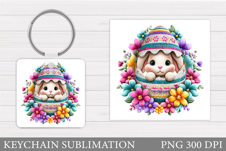 Easter Bunny Keychain Design. Easter Keychain Sublimation